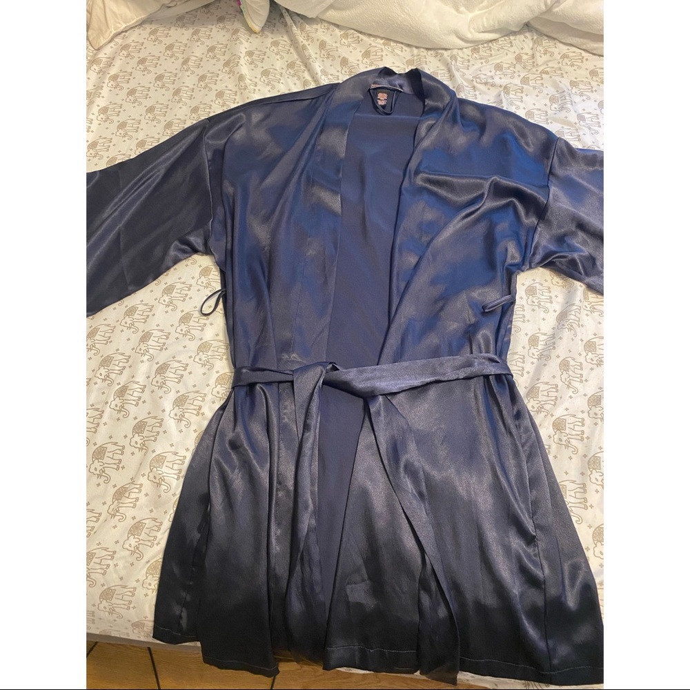 Victoria Secret Navy Satin Kimono-Style Robe